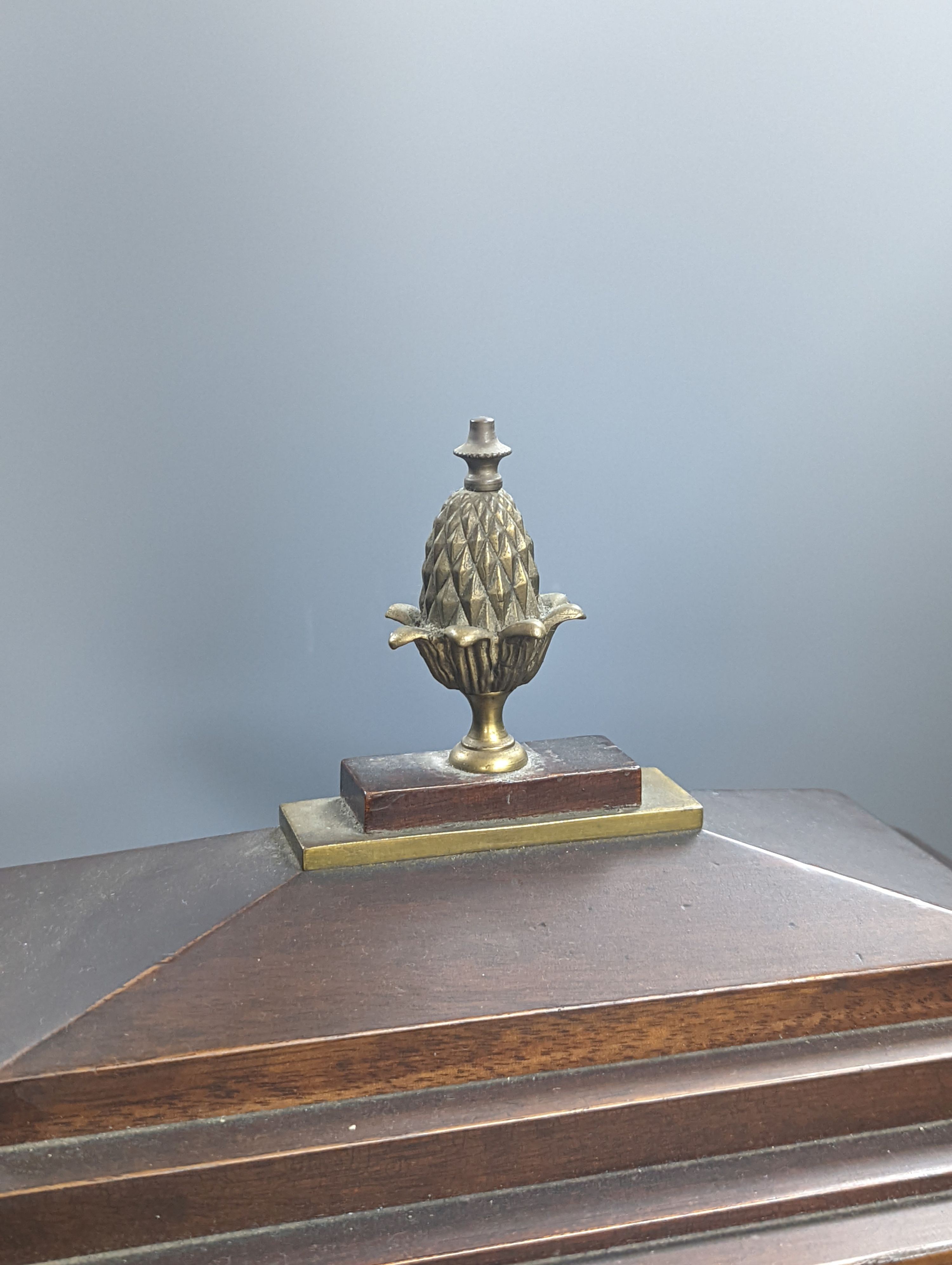 A late 19th century German mahogany and brass mounted mantel clock, 50cm high